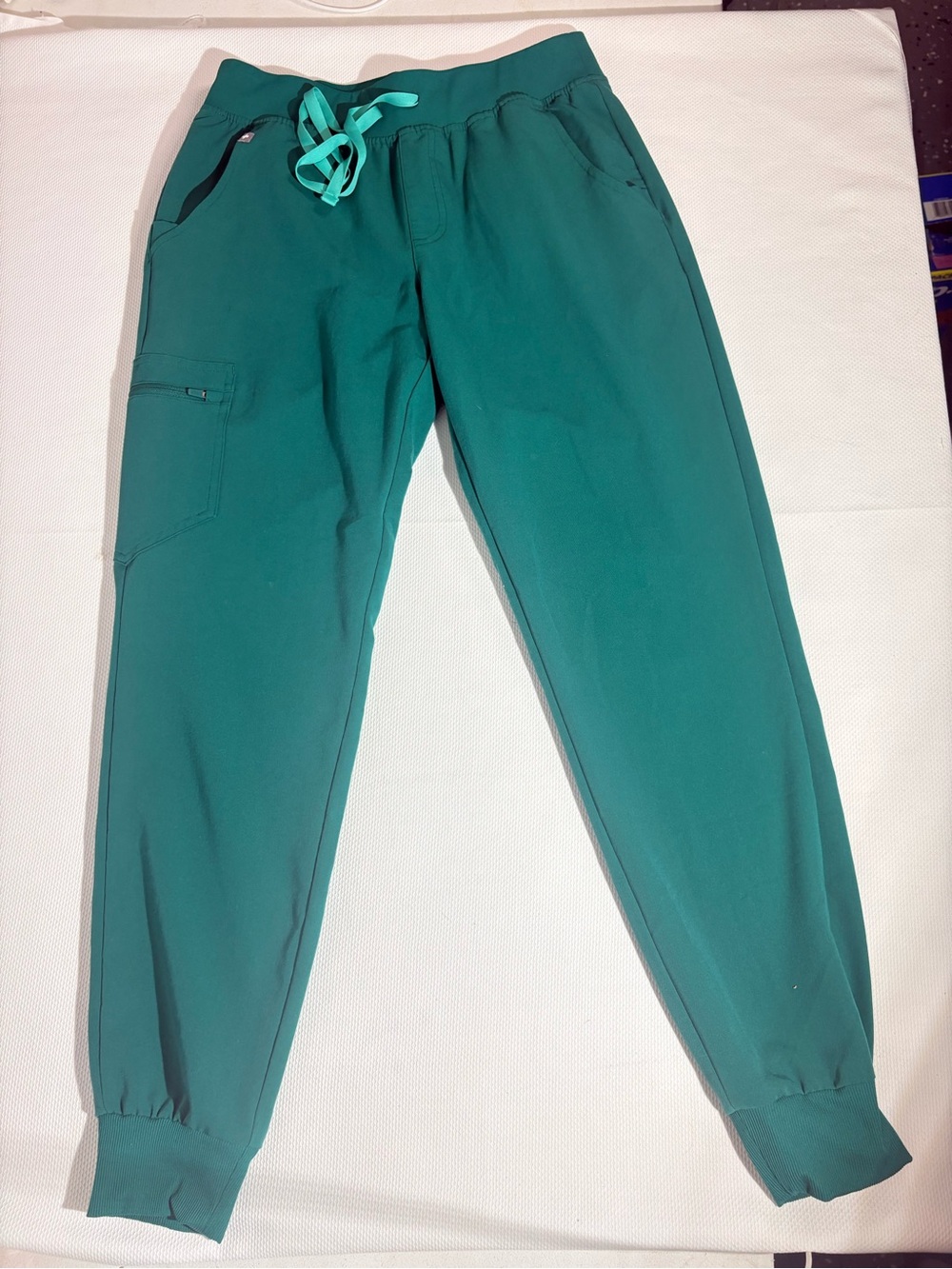 Figs Teal Women's Jogger Scrub Pants with Mint Drawstring
